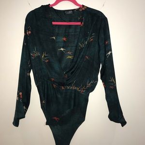 Emerald green bodysuit blouse
